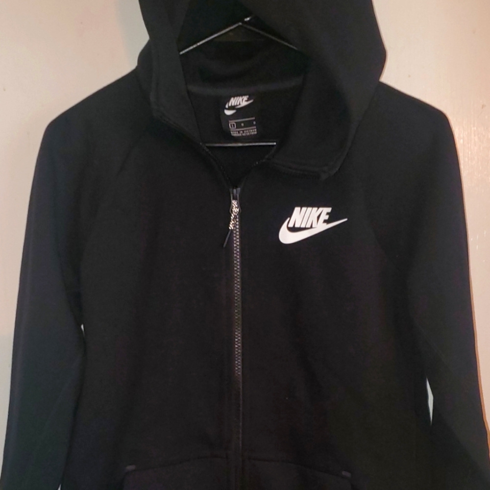 Nike Boys Full-Zip Hooded Jacket Cotton/Polyester Blend  Black (Large